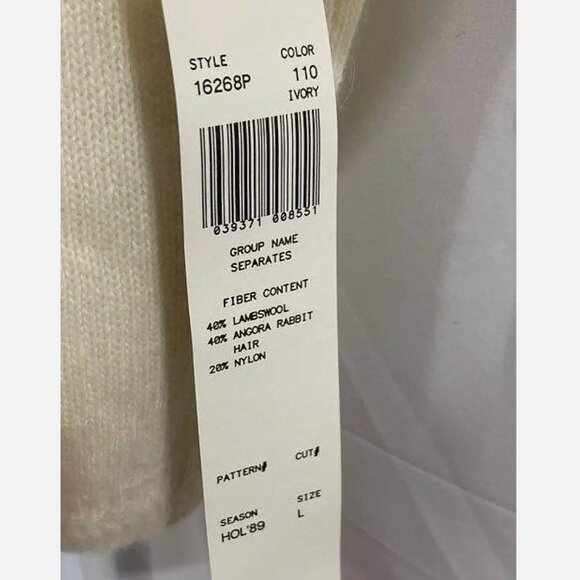 NEW VTG 80s 90s Lambswool Angora Short Sleeve Sweater Pullover Ivory Women's L - Picture 10 of 10